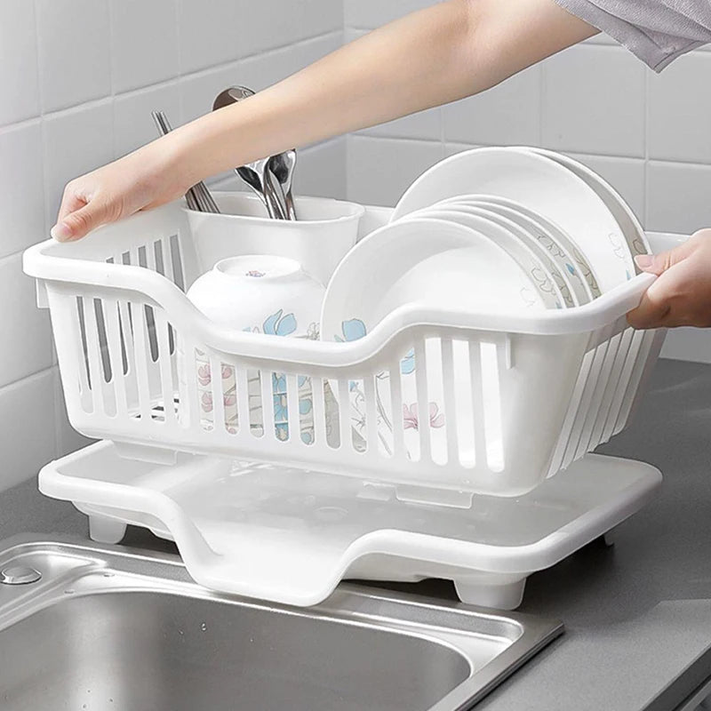 Kitchen Dish Drying Rack with Drainer Board – Countertop Storage for Plates, Bowls & Utensils