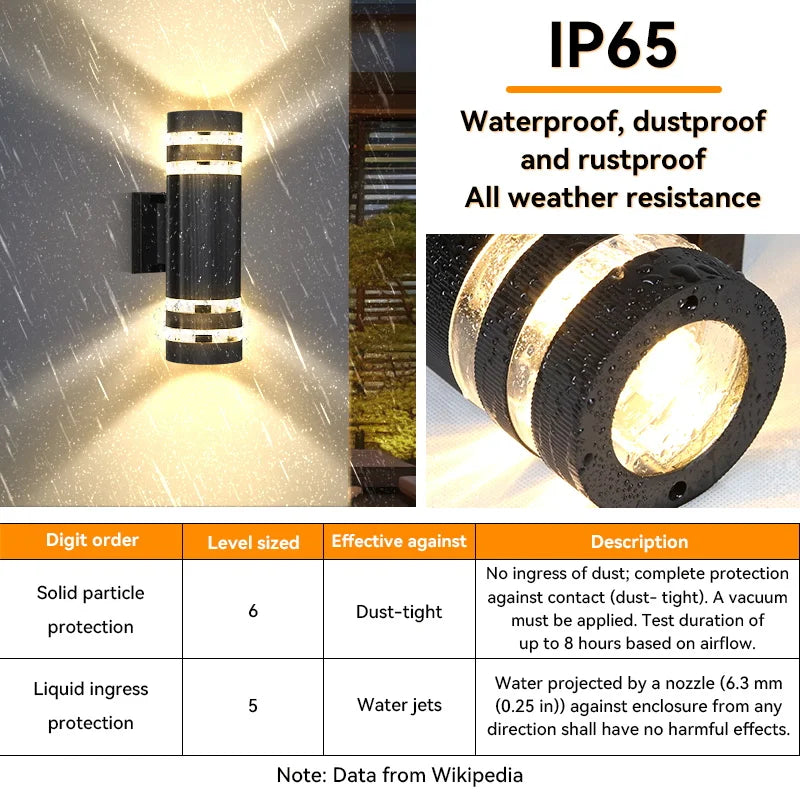 LED Outdoor Wall Light – Waterproof Up & Down Sconce for Porch, Garden & Front Door (E27, IP65)