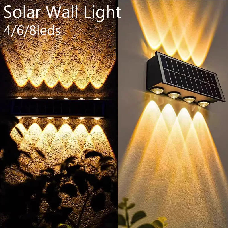 Solar LED Wall Lamp – Waterproof Outdoor Up & Down Lighting for Garden, Yard & Street (4/6/8 LEDs)