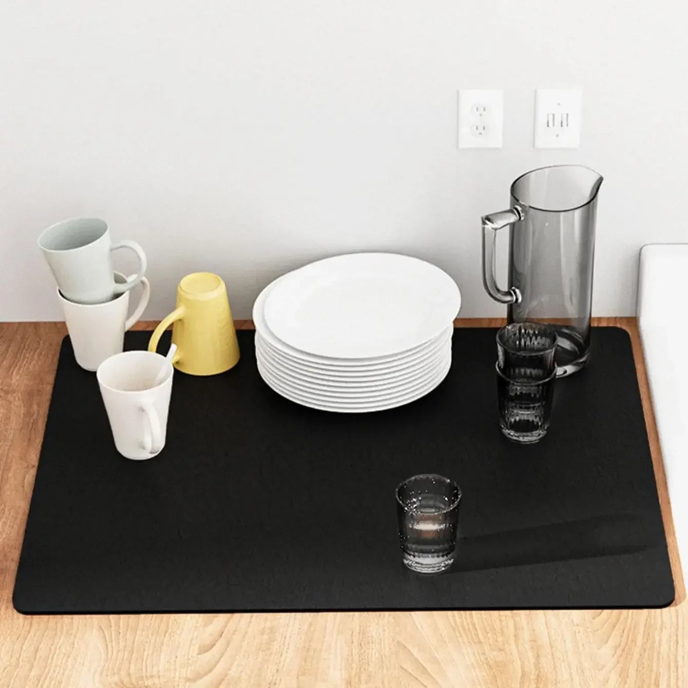 PU Leather Countertop Draining Mat – Quick-Dry Absorbent Pad for Kitchen, Bar & Bathroom