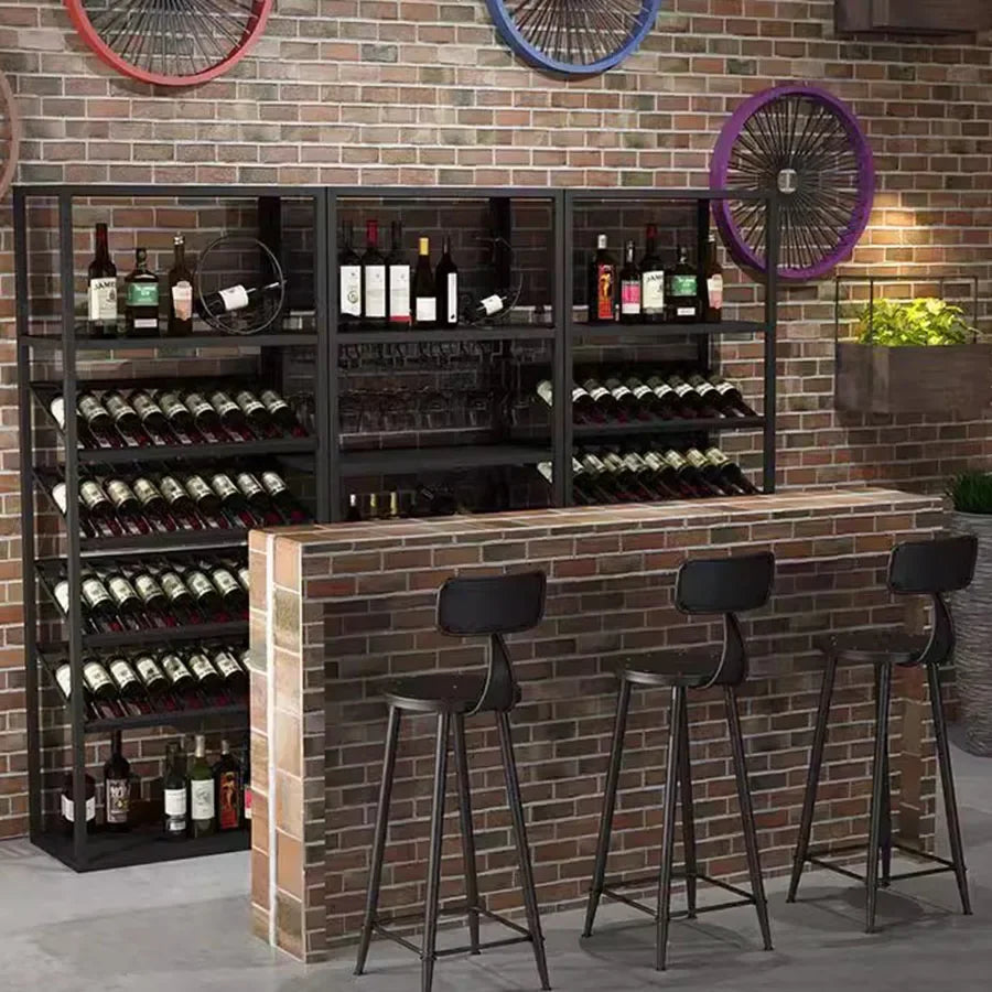 Industrial Iron Wine Rack & Bar Cabinet
