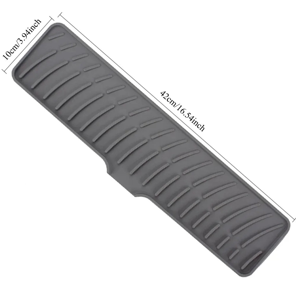 Silicone Kitchen Sink Splash Guard – Faucet Draining Pad with Lip & Drip Catcher