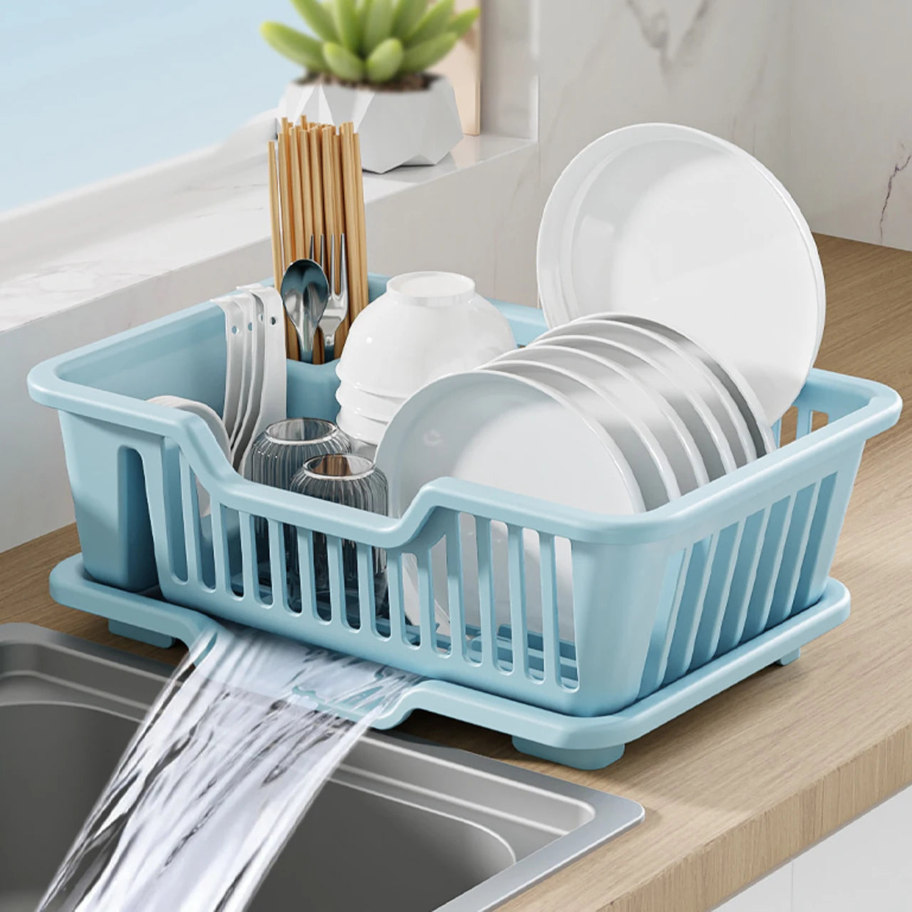 Countertop Dish Rack – With Drain Tray & Cutlery Holder