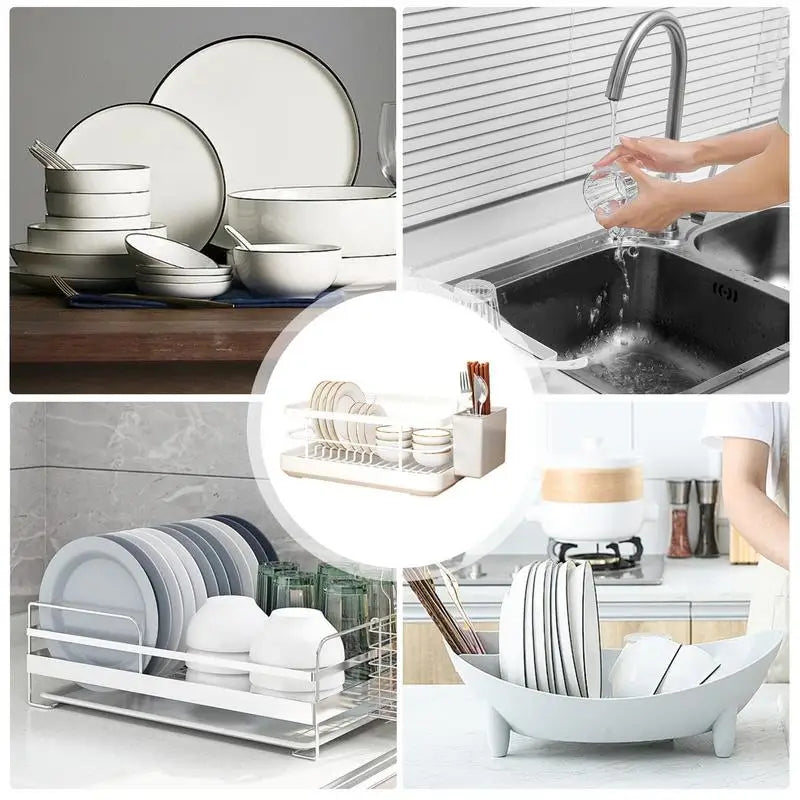 Kitchen Dish Drying & Storage Rack with Utensil Holder