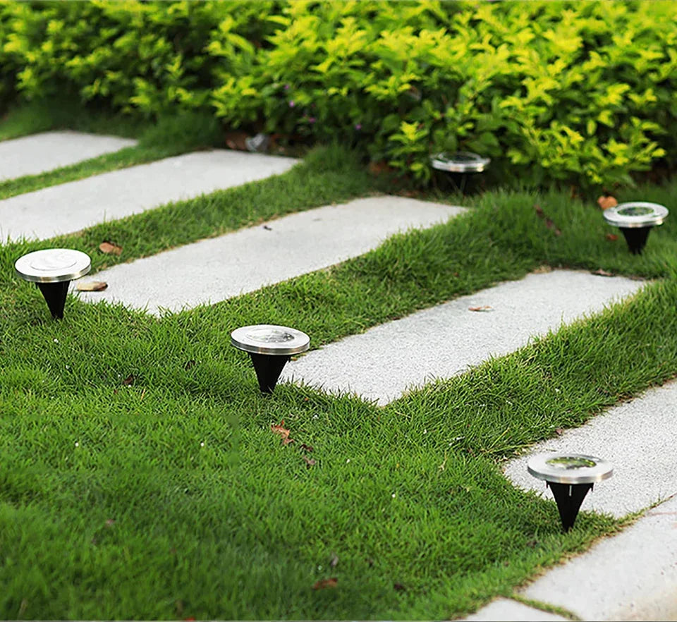 Solar Powered LED Disk Lights – Outdoor Garden & Pathway Ground Lamps (8/20 LEDs)