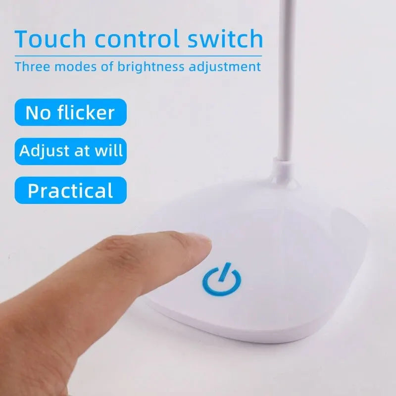 LED Desk Lamp – USB Rechargeable Eye-Care Night Light for Study & Bedside
