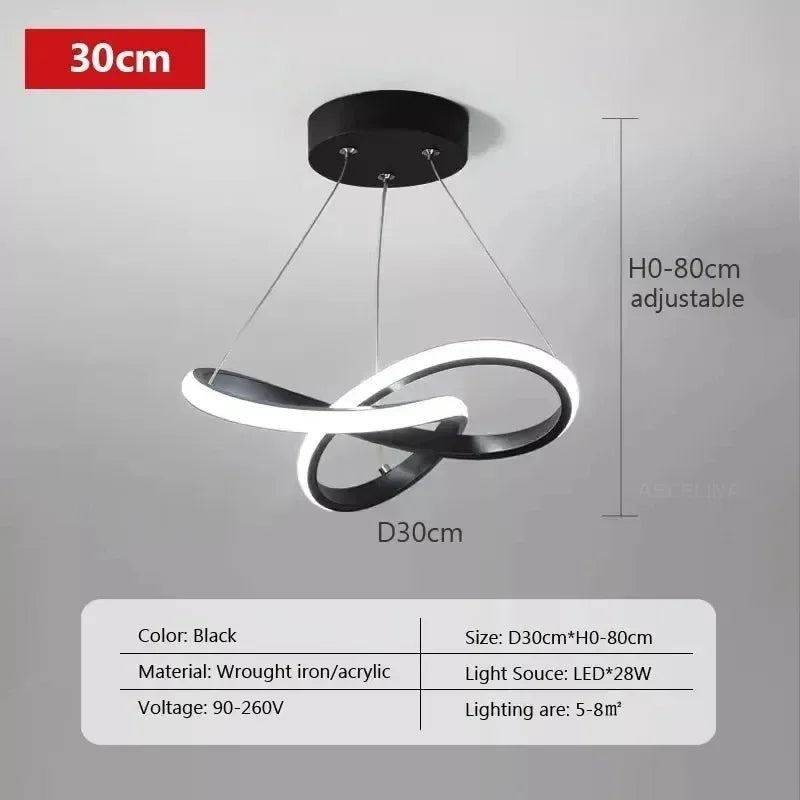 Modern LED Pendant Light – Creative Streamlined Hanging Lamp for Bedroom, Dining & Study