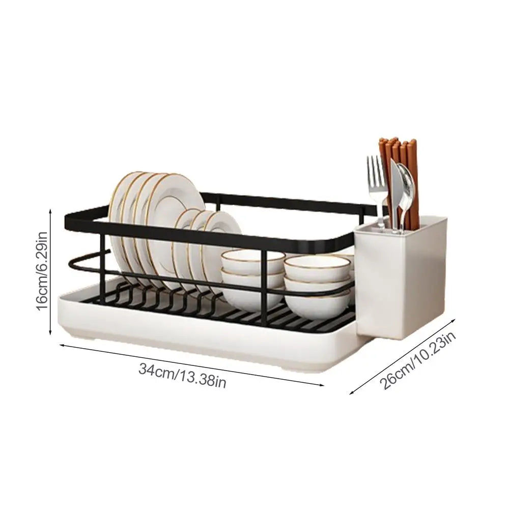 Kitchen Dish Drying & Storage Rack with Utensil Holder