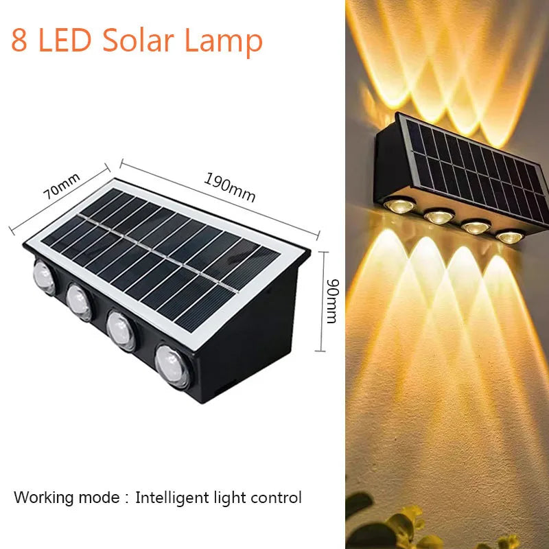 Solar LED Wall Lamp – Waterproof Outdoor Up & Down Lighting for Garden, Yard & Street (4/6/8 LEDs)