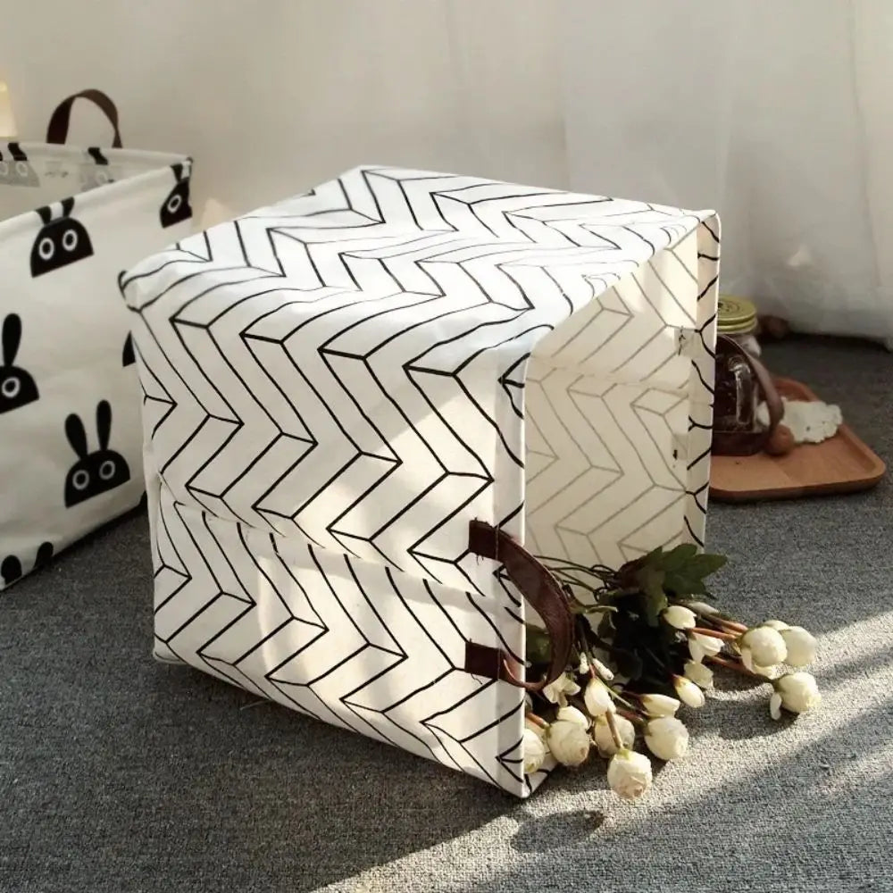 Cotton & Linen Foldable Laundry Basket – Household Clothes & Storage Organizer