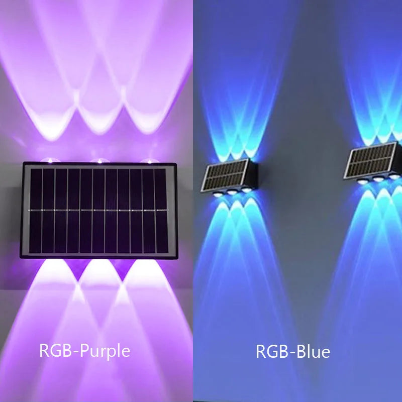 Solar LED Wall Lamp – Waterproof Outdoor Up & Down Lighting for Garden, Yard & Street (4/6/8 LEDs)