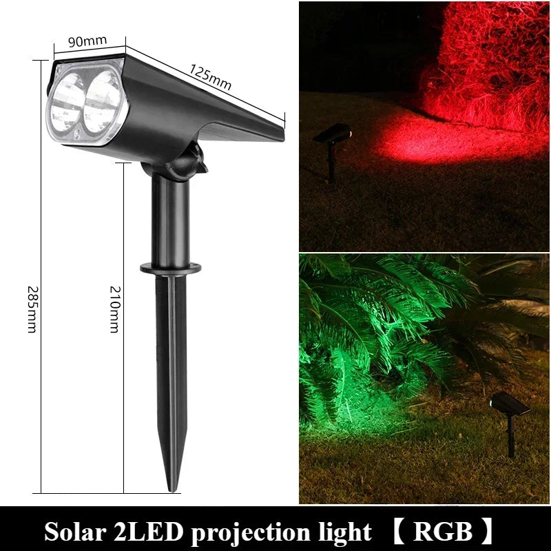 RGB Solar LED Spotlights – Waterproof Outdoor Landscape Lights for Garden, Patio & Wall (2/9 LEDs)