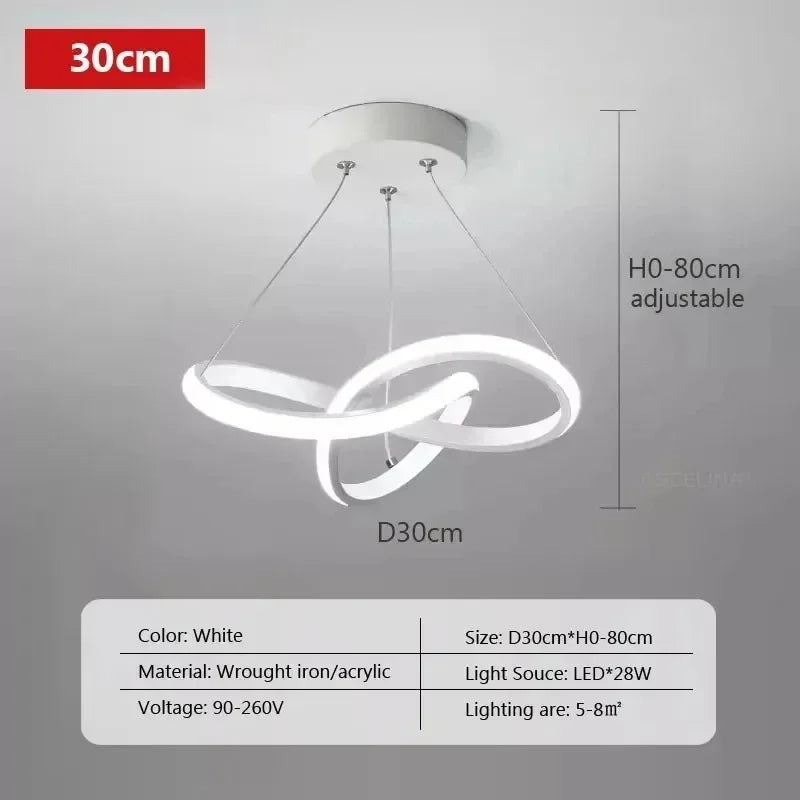 Modern LED Pendant Light – Creative Streamlined Hanging Lamp for Bedroom, Dining & Study