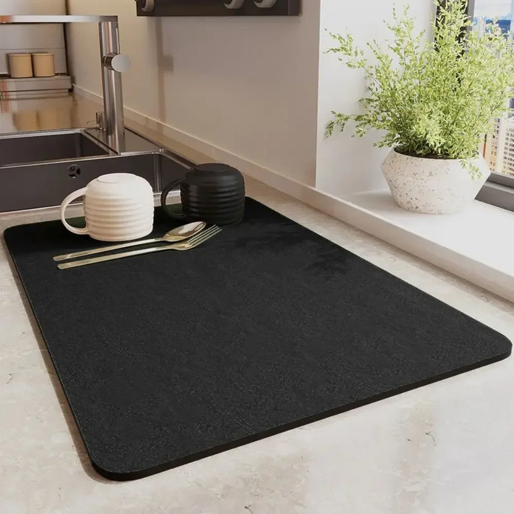 PU Leather Countertop Draining Mat – Quick-Dry Absorbent Pad for Kitchen, Bar & Bathroom