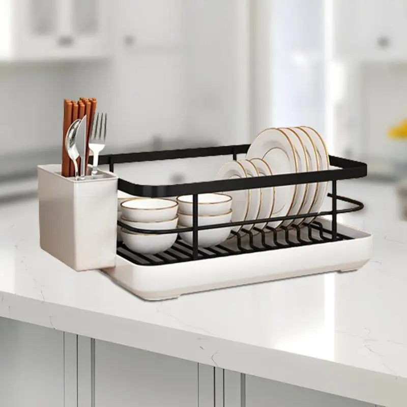 Kitchen Dish Drying & Storage Rack with Utensil Holder