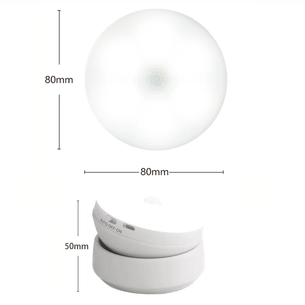 LED Motion Sensor Night Light – USB Rechargeable Smart Lamp for Bedside, Cabinet & Wardrobe