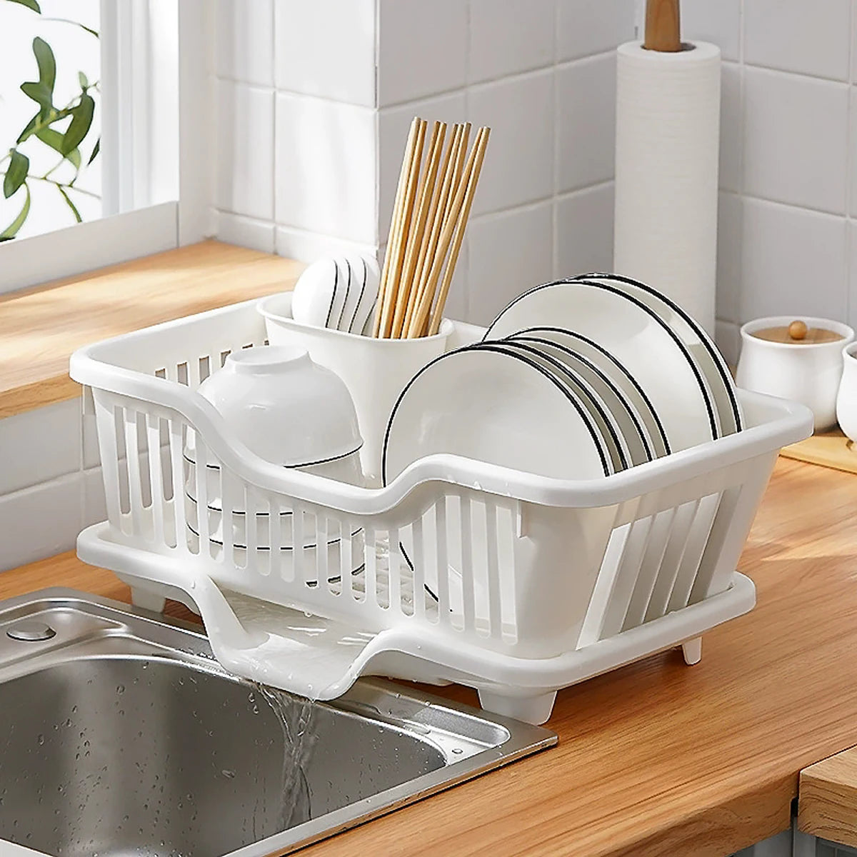 Countertop Dish Rack – With Drain Tray & Cutlery Holder