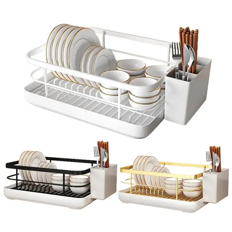 Kitchen Dish Drying & Storage Rack with Utensil Holder