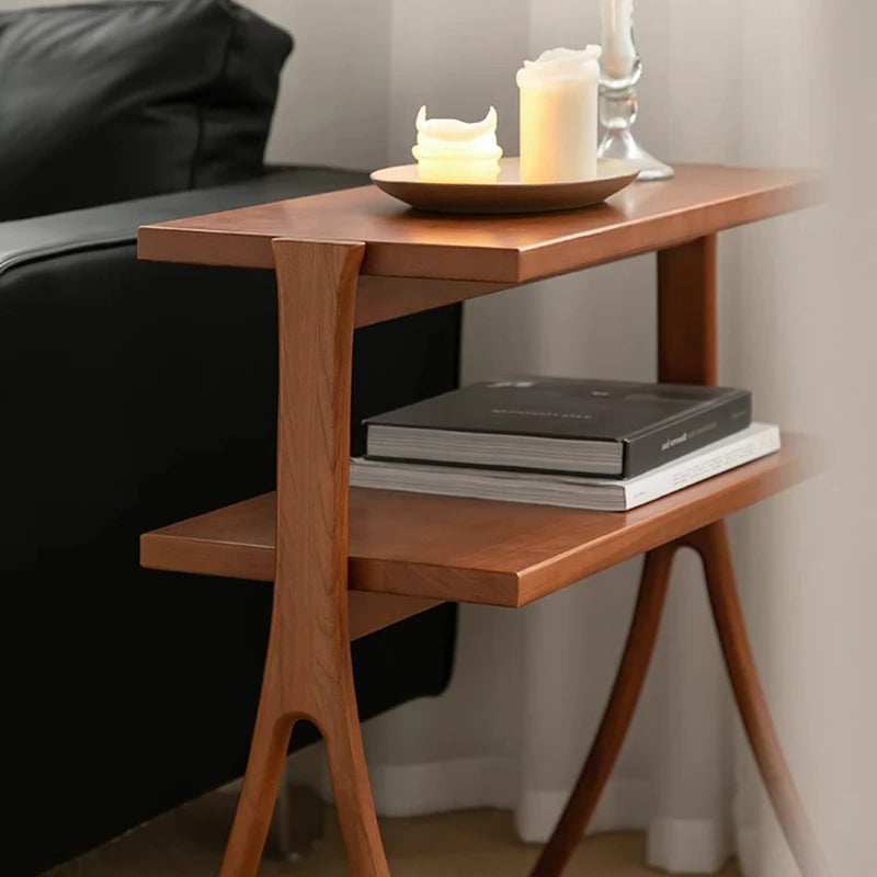 Modern Wooden Coffee Table – Portable Sofa Side Table with Storage for Living Room