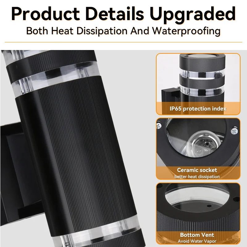 LED Outdoor Wall Light – Waterproof Up & Down Sconce for Porch, Garden & Front Door (E27, IP65)