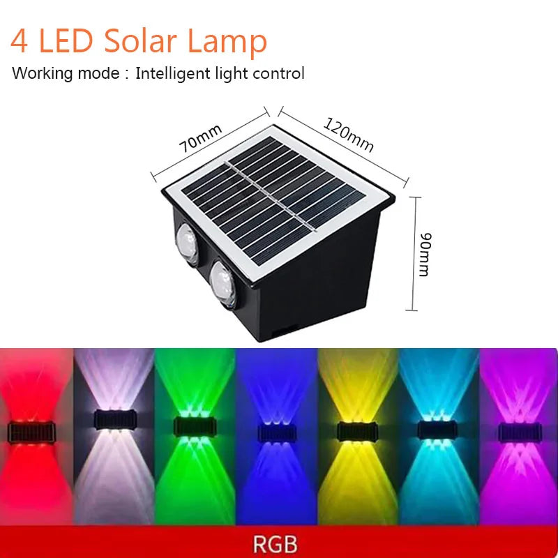 Solar LED Wall Lamp – Waterproof Outdoor Up & Down Lighting for Garden, Yard & Street (4/6/8 LEDs)