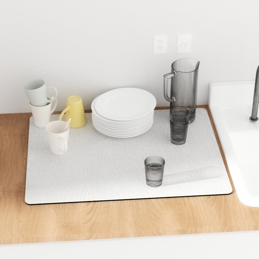 PU Leather Countertop Draining Mat – Quick-Dry Absorbent Pad for Kitchen & Bathroom