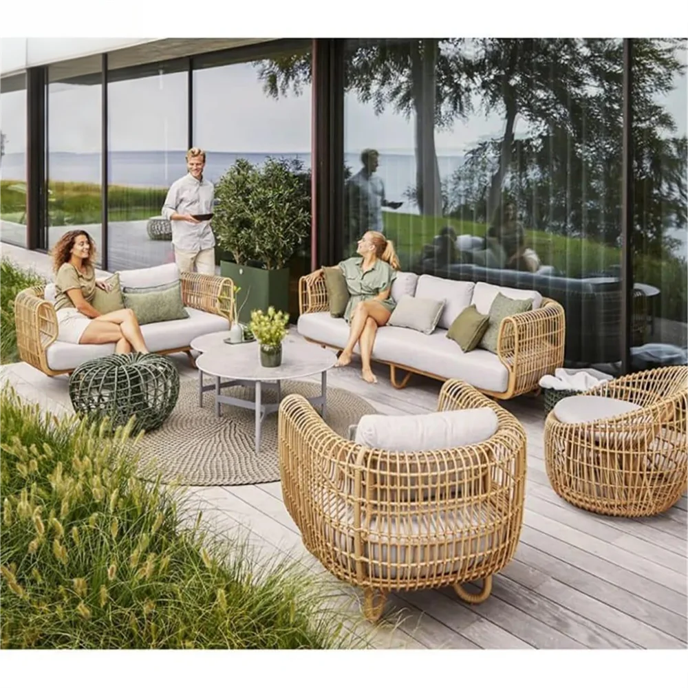 Outdoor Garden Furniture Set – PE Rattan with Cushions, Waterproof & UV-Resistant