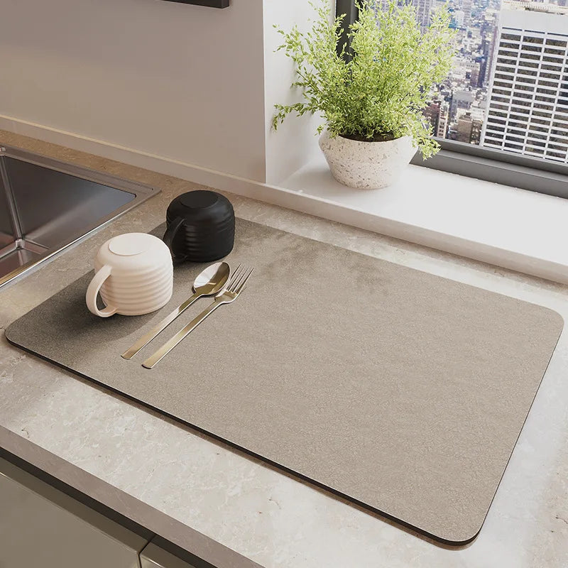 Super Absorbent Kitchen Countertop Dish Drying Mat – Non-Slip Placemat for Tableware & Dinnerware