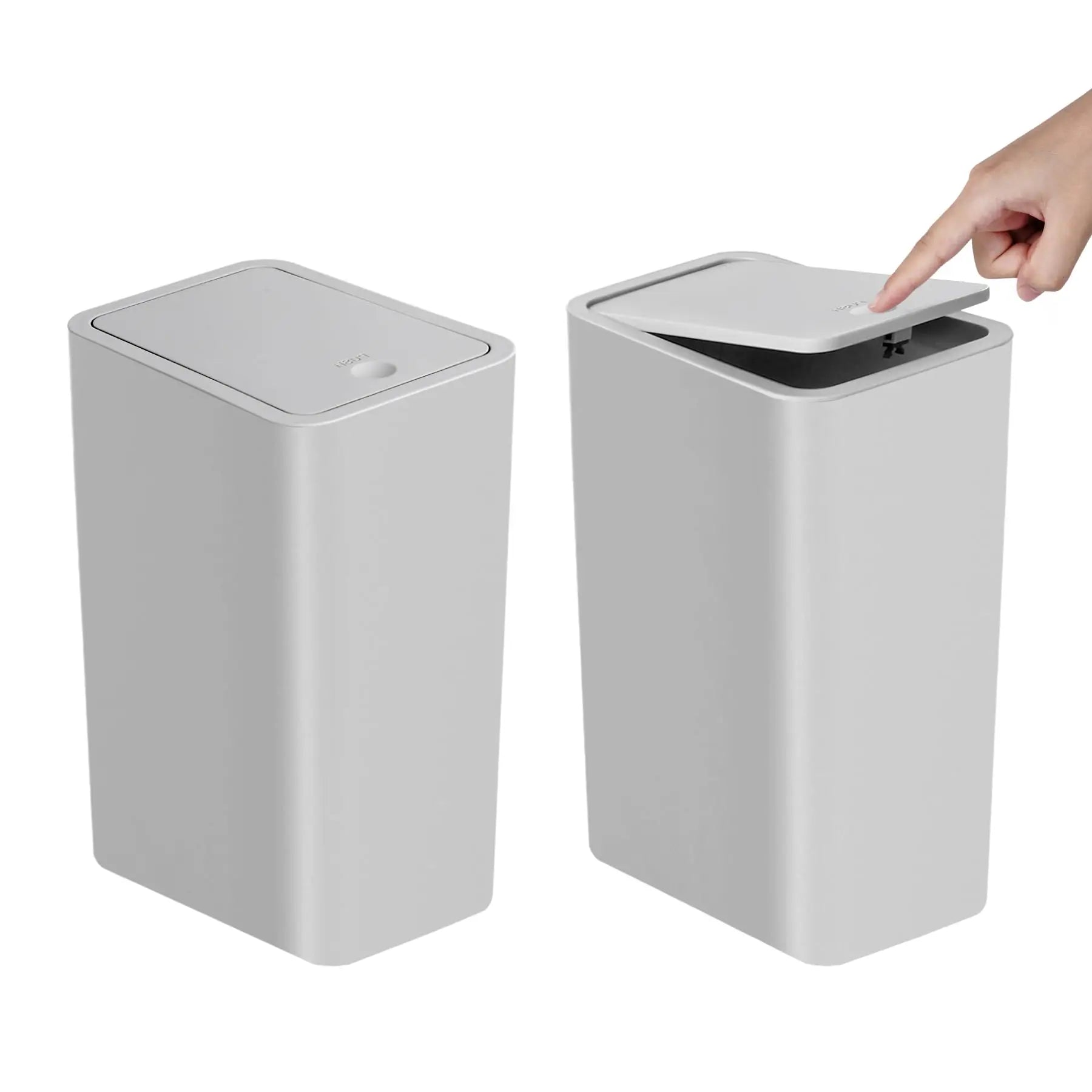 10L Bathroom Trash Can – Small Press-Top Waste Bin with Pop-Up Lid