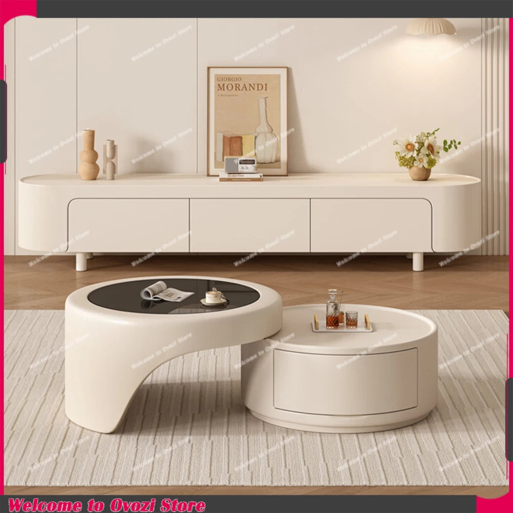 Modern Farmhouse TV Stand – Floor-Mount Entertainment Unit with Storage Drawers