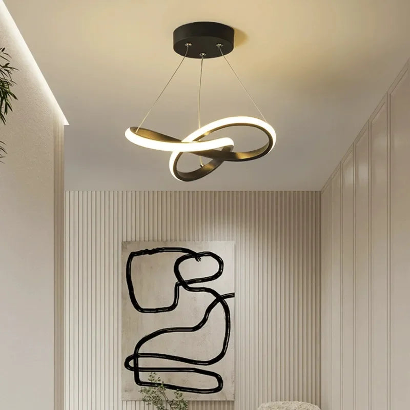 Modern LED Pendant Light – Creative Streamlined Hanging Lamp for Bedroom, Dining & Study
