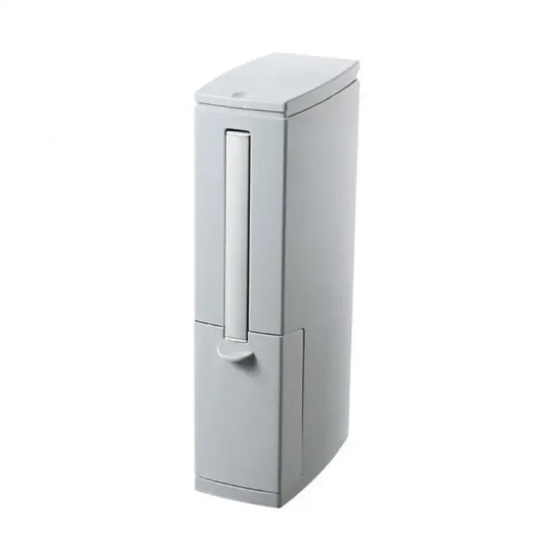 Bathroom Trash Can with Toilet Brush – Slim Plastic Waste Bin for Home & Kitchen