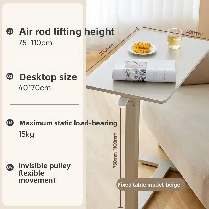 Hydraulic Lifting Bedside Table – Adjustable Movable Laptop & Sofa Side Desk