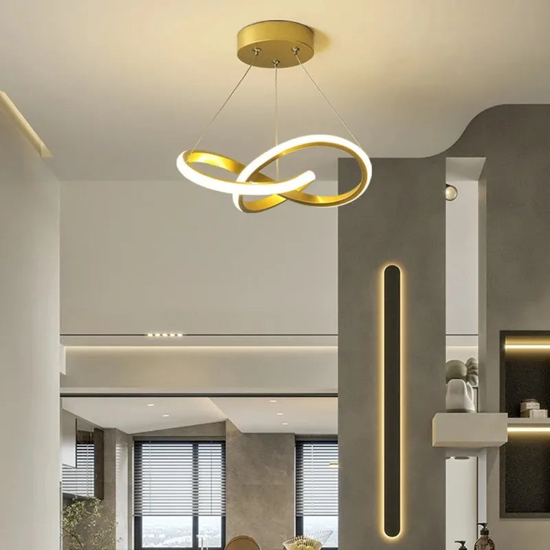 Modern LED Pendant Light – Creative Streamlined Hanging Lamp for Bedroom, Dining & Study