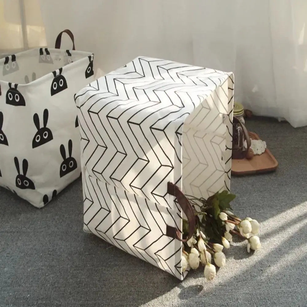 Cotton & Linen Foldable Laundry Basket – Household Clothes & Storage Organizer