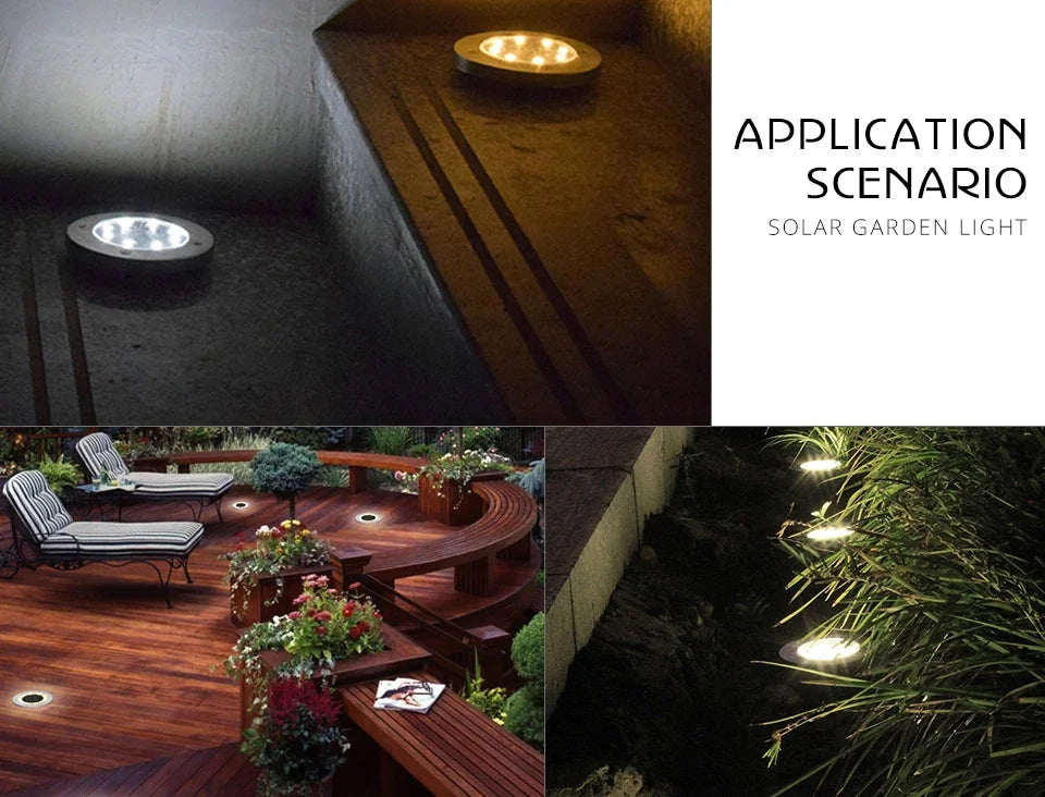 Solar Powered LED Disk Lights – Outdoor Garden & Pathway Ground Lamps (8/20 LEDs)