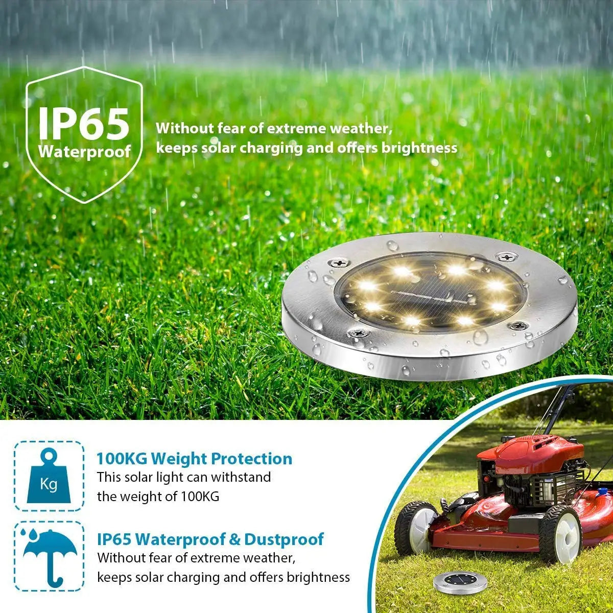 Solar Powered LED Disk Lights – Outdoor Garden & Pathway Ground Lamps (8/20 LEDs)