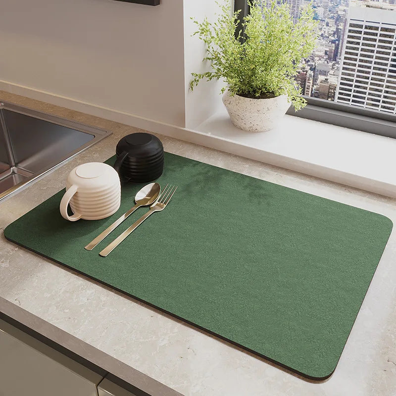 Super Absorbent Kitchen Countertop Dish Drying Mat – Non-Slip Placemat for Tableware & Dinnerware