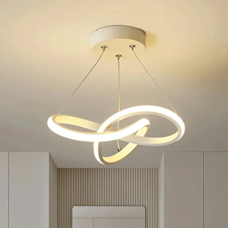 Modern LED Pendant Light – Creative Streamlined Hanging Lamp for Bedroom, Dining & Study