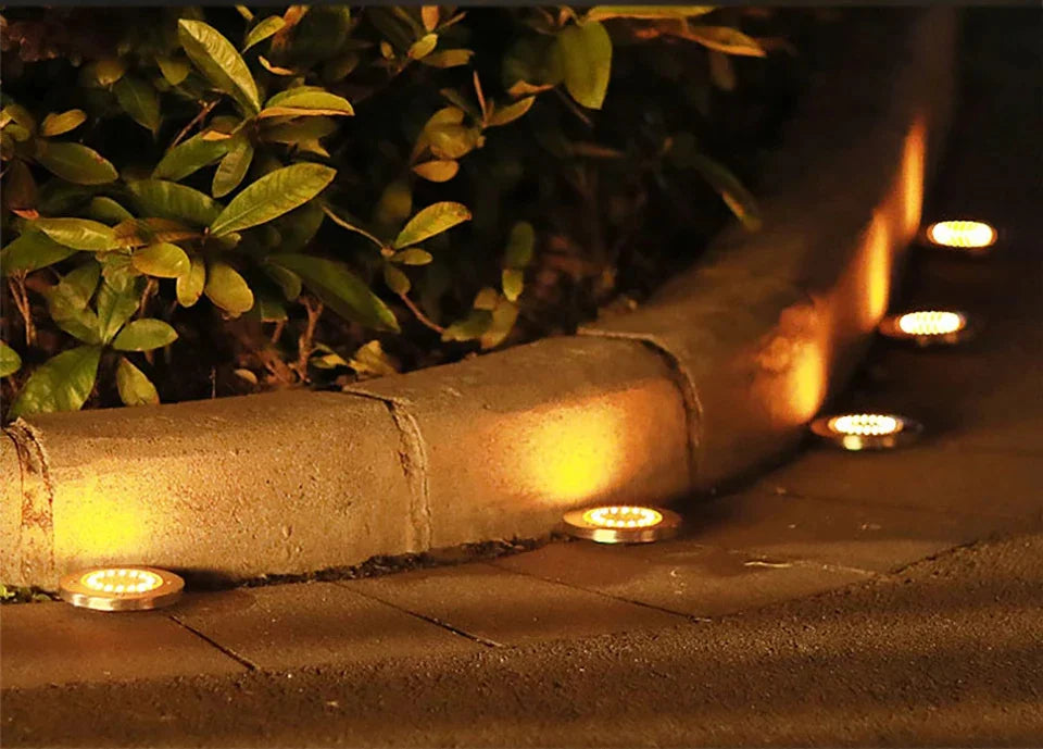 Solar Powered LED Disk Lights – Outdoor Garden & Pathway Ground Lamps (8/20 LEDs)