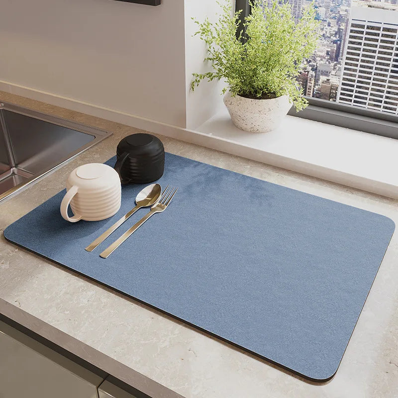 Super Absorbent Kitchen Countertop Dish Drying Mat – Non-Slip Placemat for Tableware & Dinnerware
