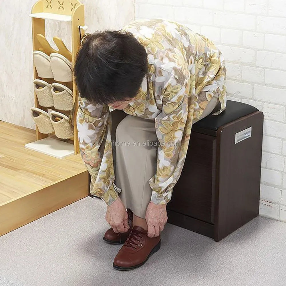 Wooden Shoe Cabinet & Ottoman Bench – Storage and Seating for Entryway or Closet