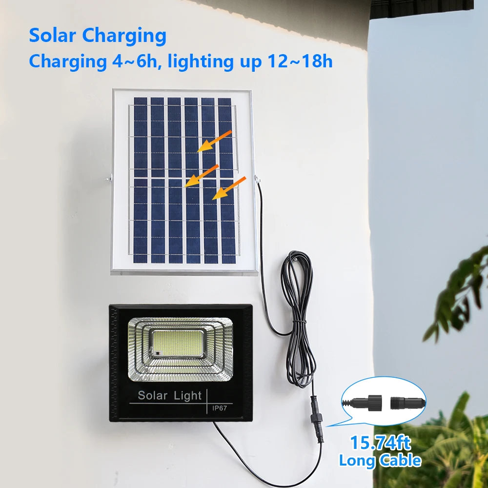 LED Solar Flood Light with Remote – Outdoor Waterproof Spotlight for Garden & Street (50W–500W)