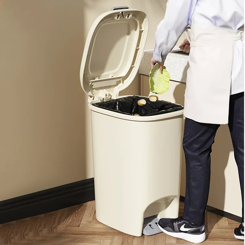 Luxury Household Trash Can – Foot Pedal Bin with Lid, Large Capacity