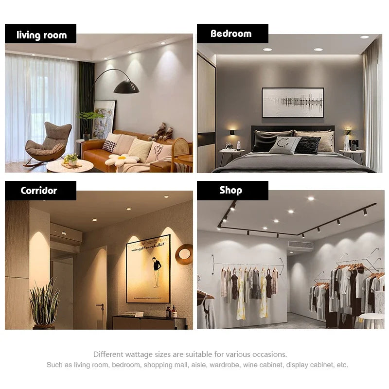 LED Recessed Downlight – 5W/9W/12W/15W/18W Round Ceiling Panel Lamp, 110V/220V, Warm & Cool White