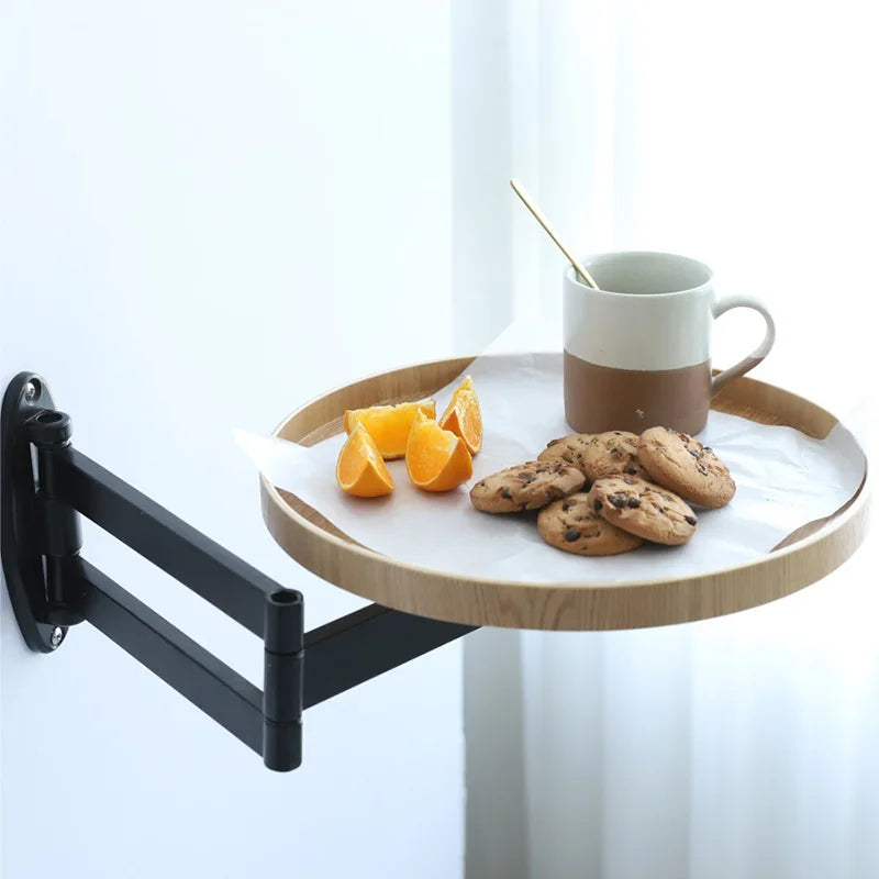 Foldable Wall-Mounted Side Table – Wooden Corner Coffee & Bedside Table