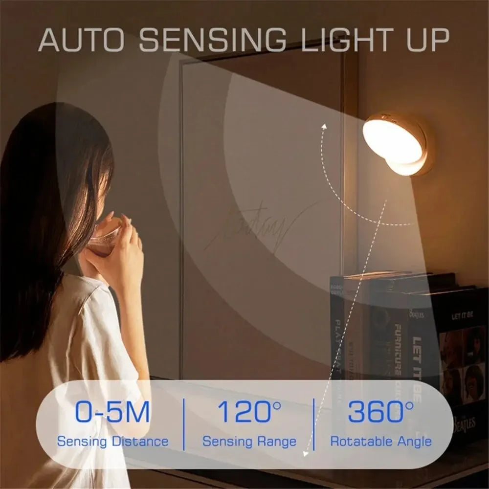 LED Motion Sensor Night Light – USB Rechargeable Smart Lamp for Bedside, Cabinet & Wardrobe