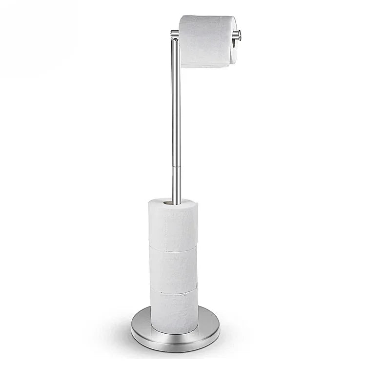 Stainless Steel Floor-Mounted Toilet Paper Holder – Single Pole Bathroom & Kitchen Stand