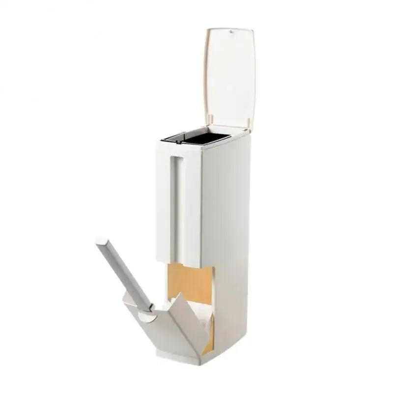 Bathroom Trash Can with Toilet Brush – Slim Plastic Waste Bin for Home & Kitchen