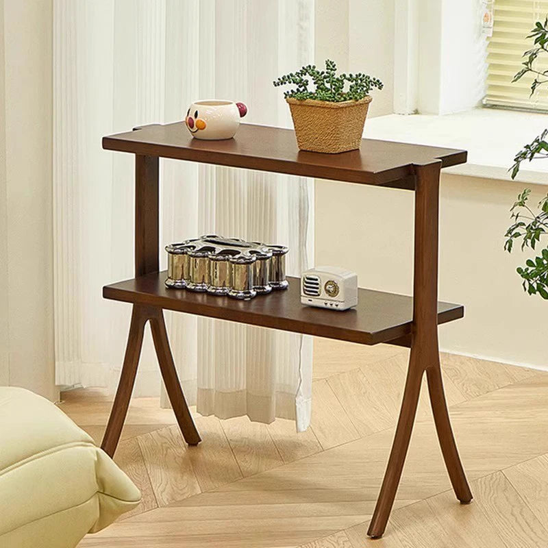 Modern Wooden Coffee Table – Portable Sofa Side Table with Storage for Living Room